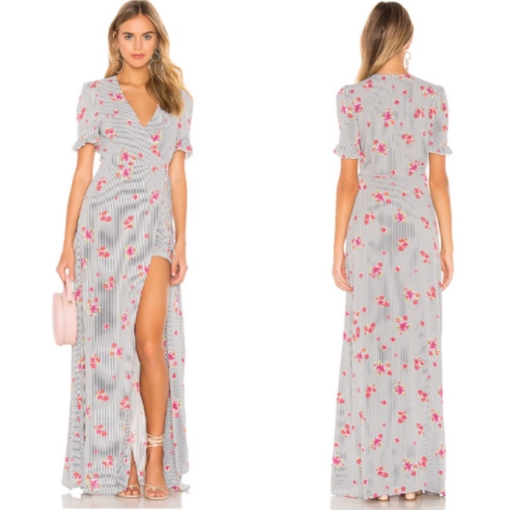 flynn skye maxi dress grey striped Celeste